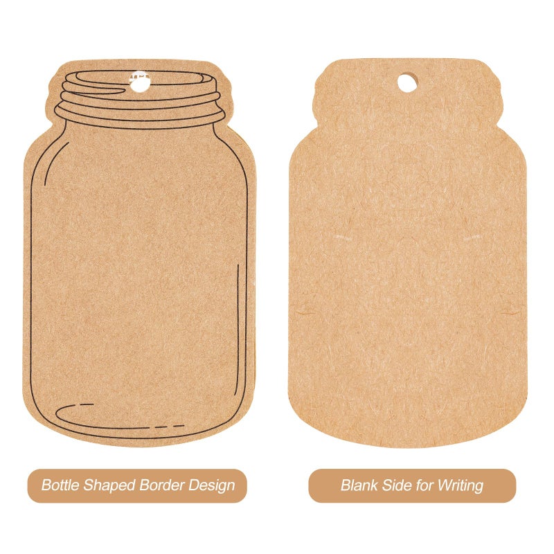 G2PLUS Kraft Paper Gift Tags Blank Bottle Tags 100PCS Vintage Mason Jar Tags Canning Labels Brown Hangtags with Natural Jute Twine for DIY and Craft  Canning Jars and Party Favors - Image 3